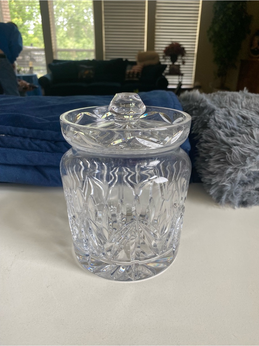 Preston & York Clear Cut Crystal Glass Canister with Lid